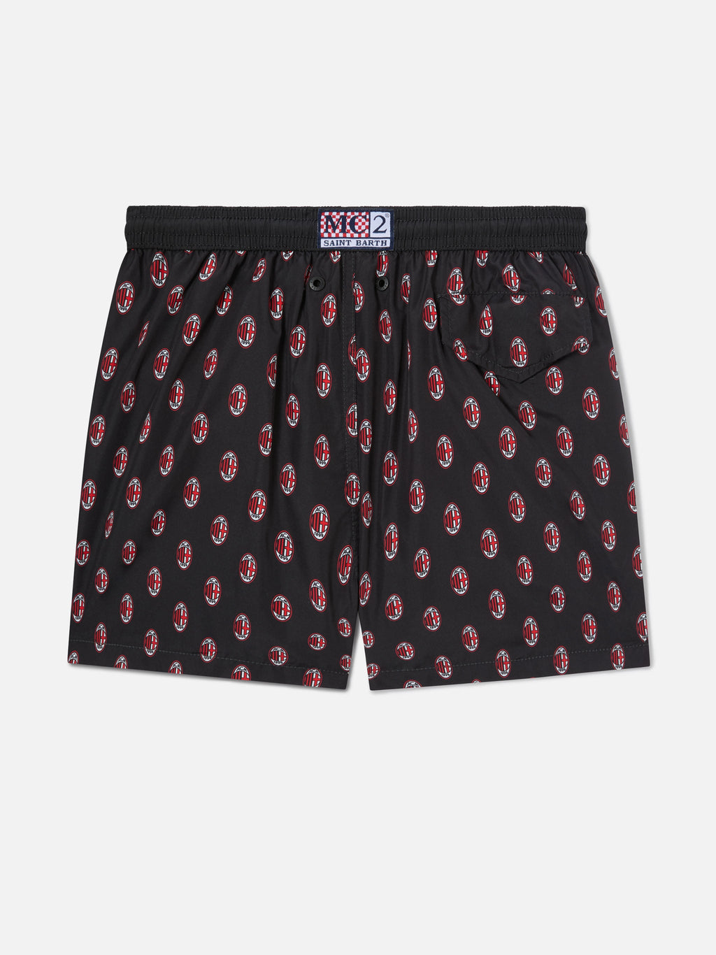 Costume mare Jean Lighting rosso e nero con stampa logo Milan | Special Edition