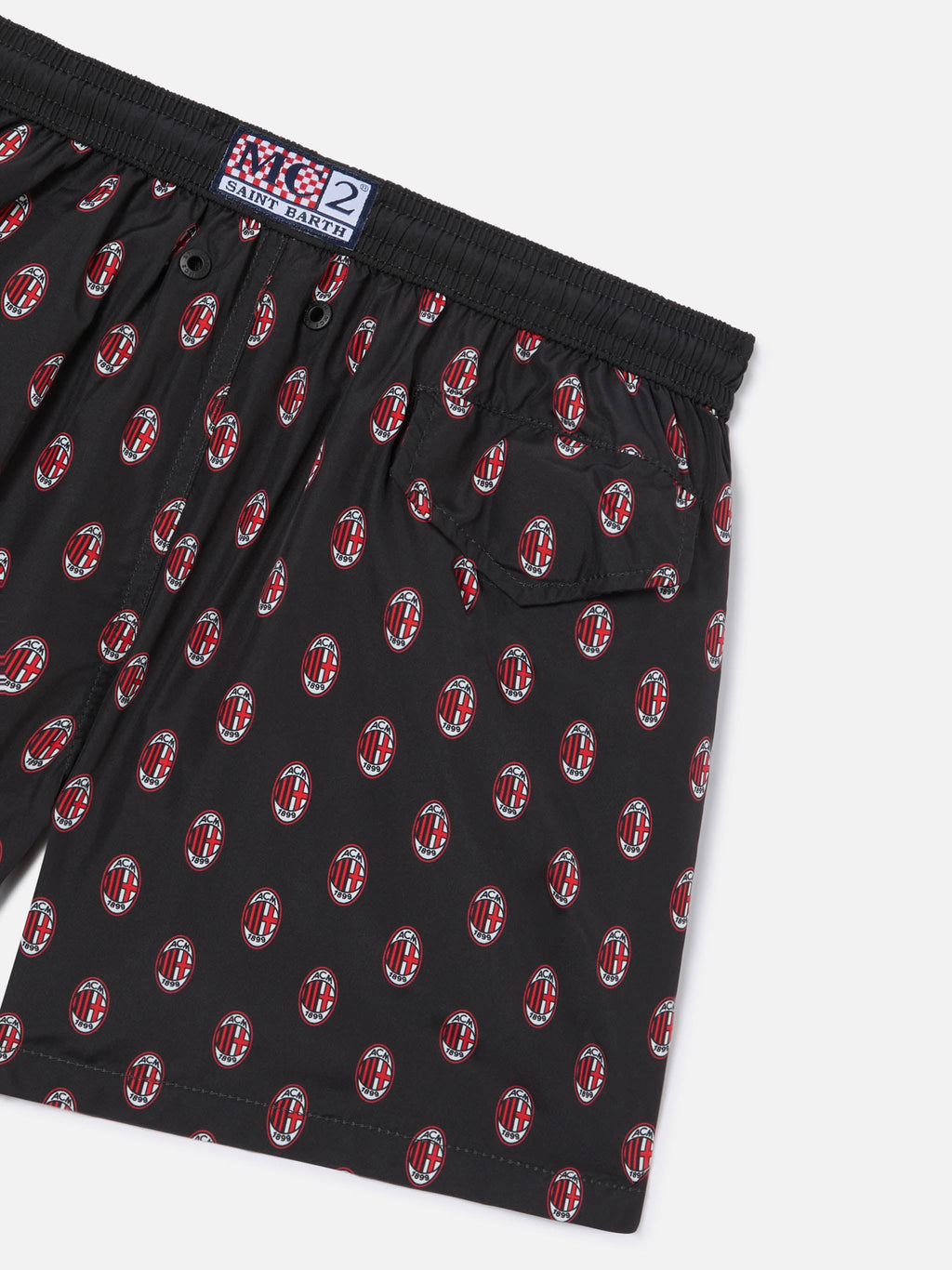 Costume mare Jean Lighting rosso e nero con stampa logo Milan | Special Edition