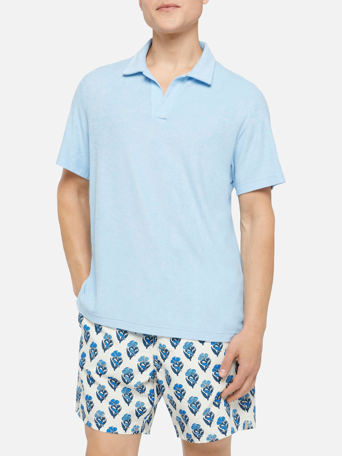 Polo Jeremy azzurra in spugna con ricamo logo product image 1