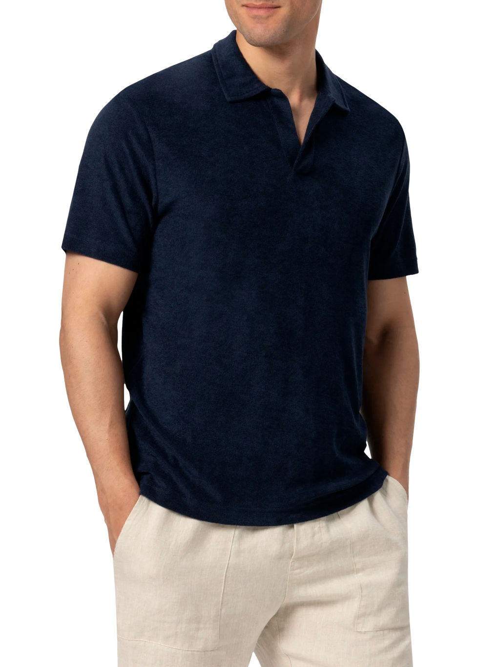 Polo Jeremy blu navy in spugna con ricamo logo product image 1