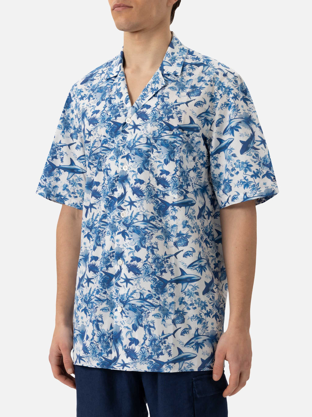 Camicia Kalea bianca in cotone con stampa toile squali product image 1