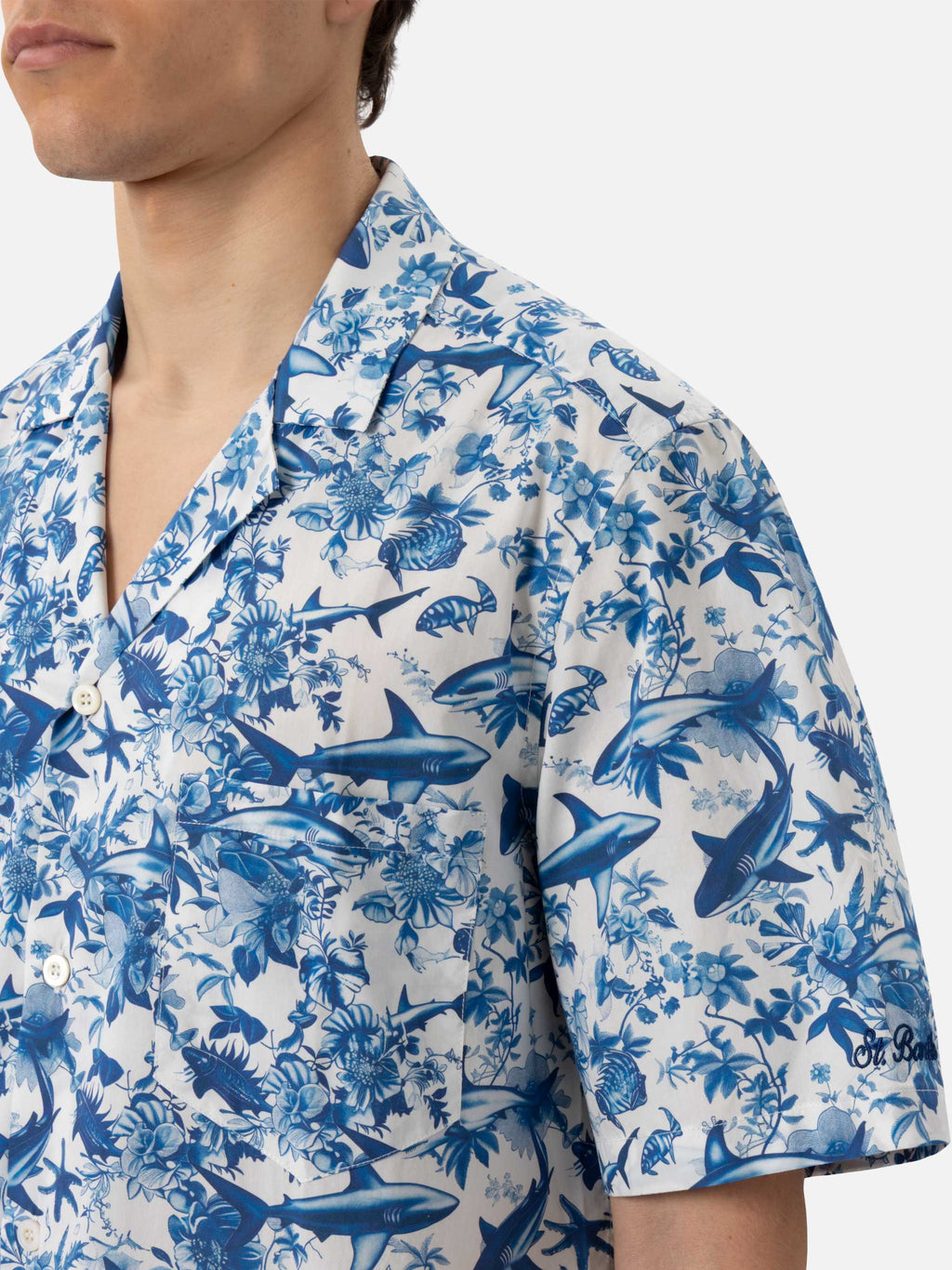 Camicia Kalea bianca in cotone con stampa toile squali product image 3