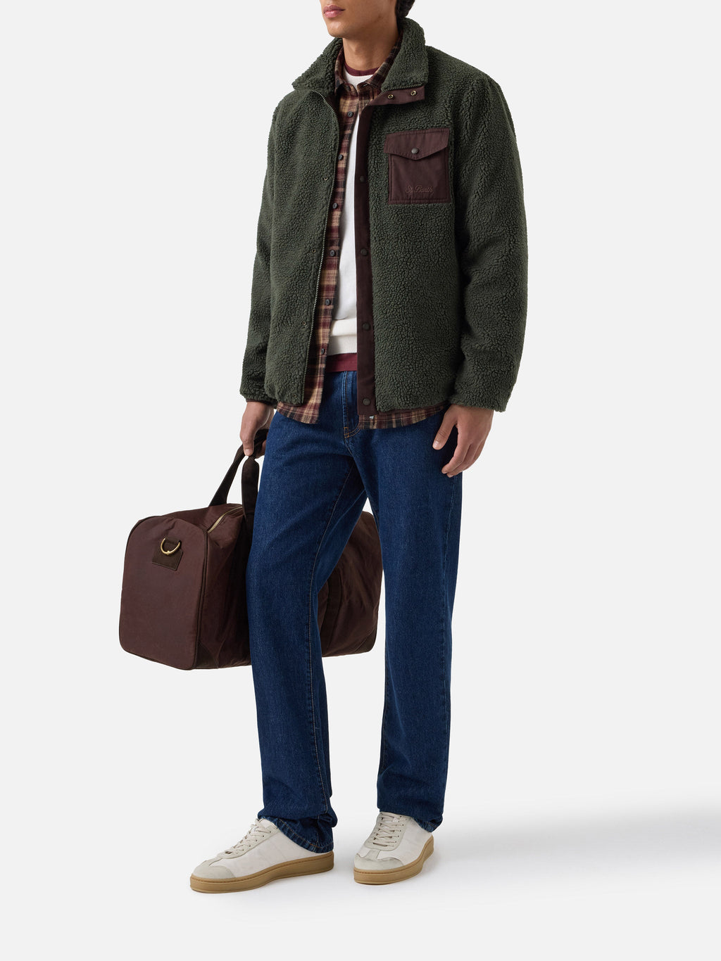 Giacca Keystone verde militare in teddy con chiusura zip product image 1