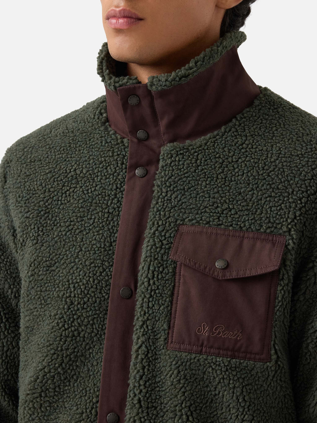 Giacca Keystone verde militare in teddy con chiusura zip product image 4