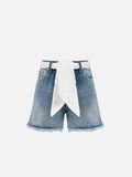 Shorts Kiko Jr blu denim con patch in sangallo product image 1