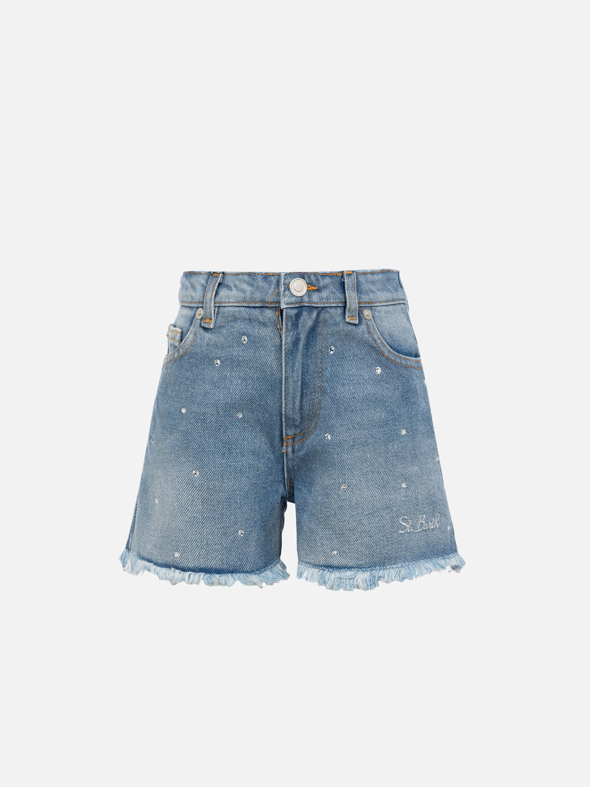 Shorts Kiko Jr bianchi in denim con strass product image 1