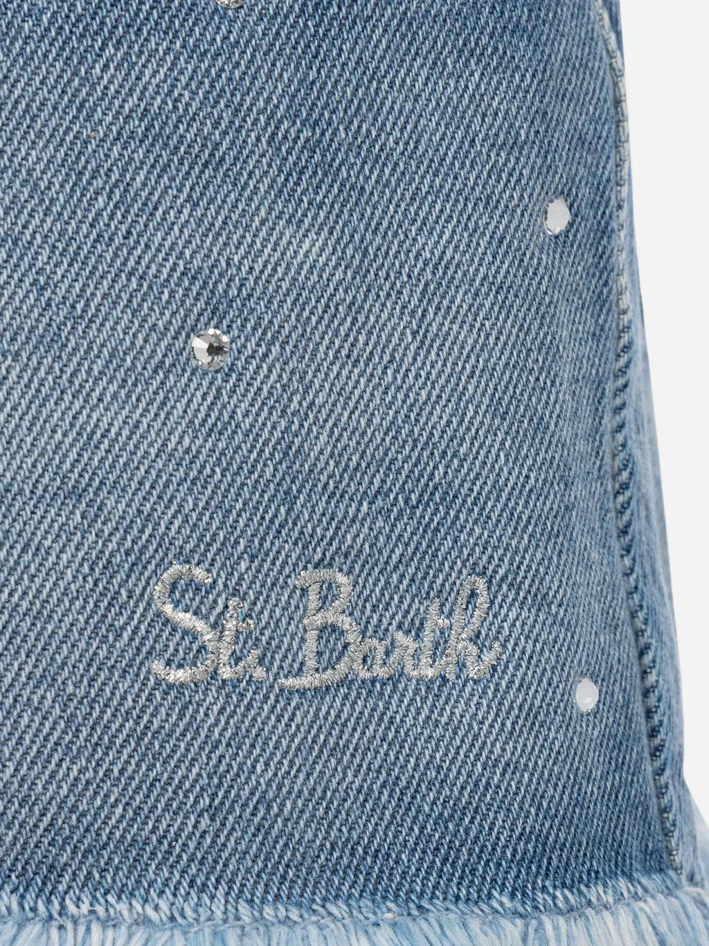 Shorts Kiko Jr bianchi in denim con strass product image 3