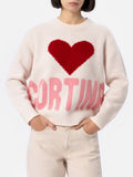 Maglione Kyla bianco panna con jacquard Cortina