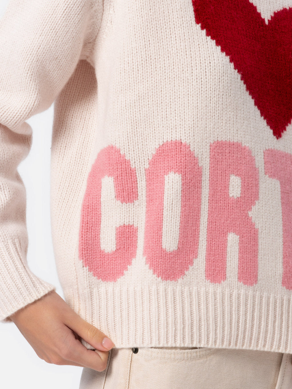 Maglione Kyla bianco panna con jacquard Cortina