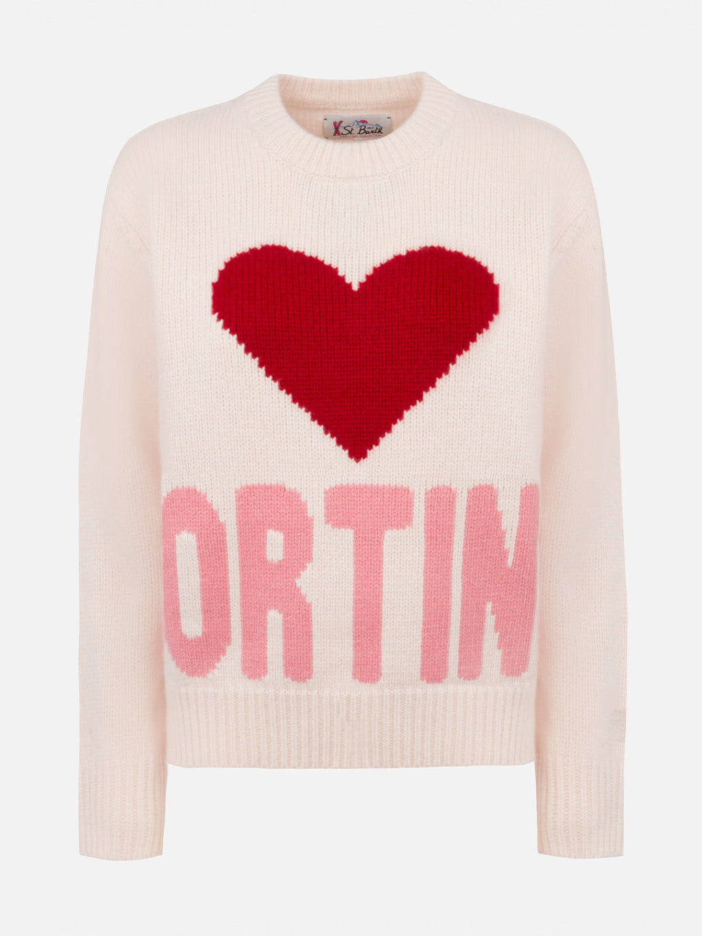 Maglione Kyla bianco panna con jacquard Cortina