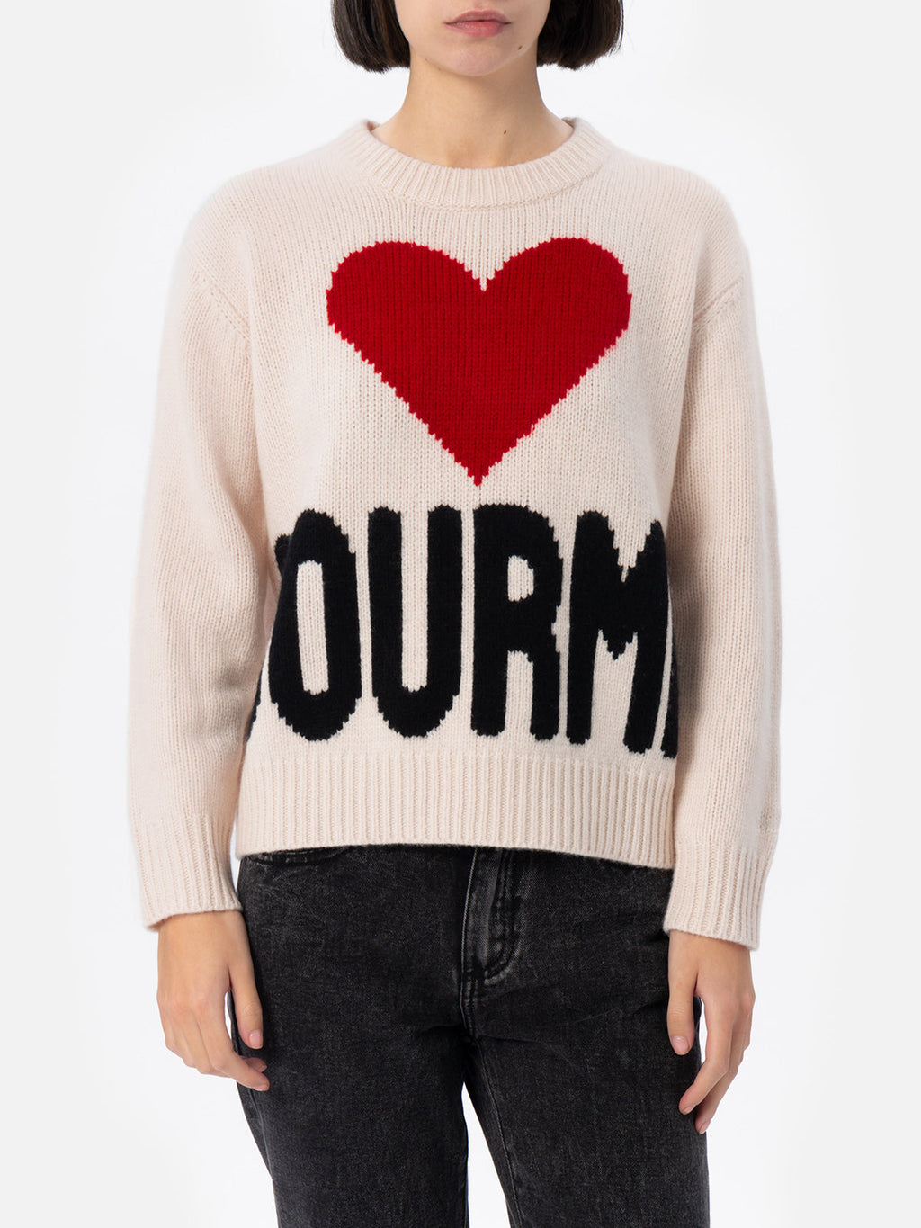 Maglione Kyla bianco panna con jacquard Courma