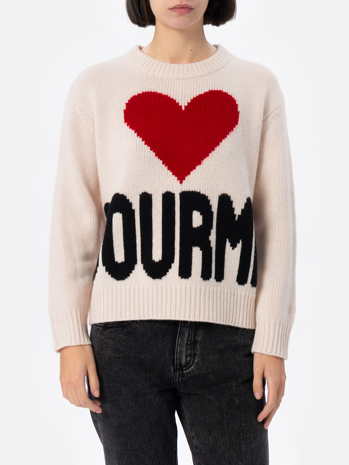 Maglione Kyla bianco panna con jacquard Courma