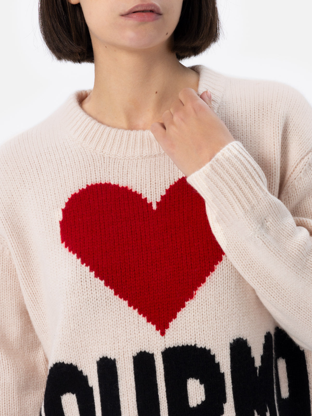 Maglione Kyla bianco panna con jacquard Courma