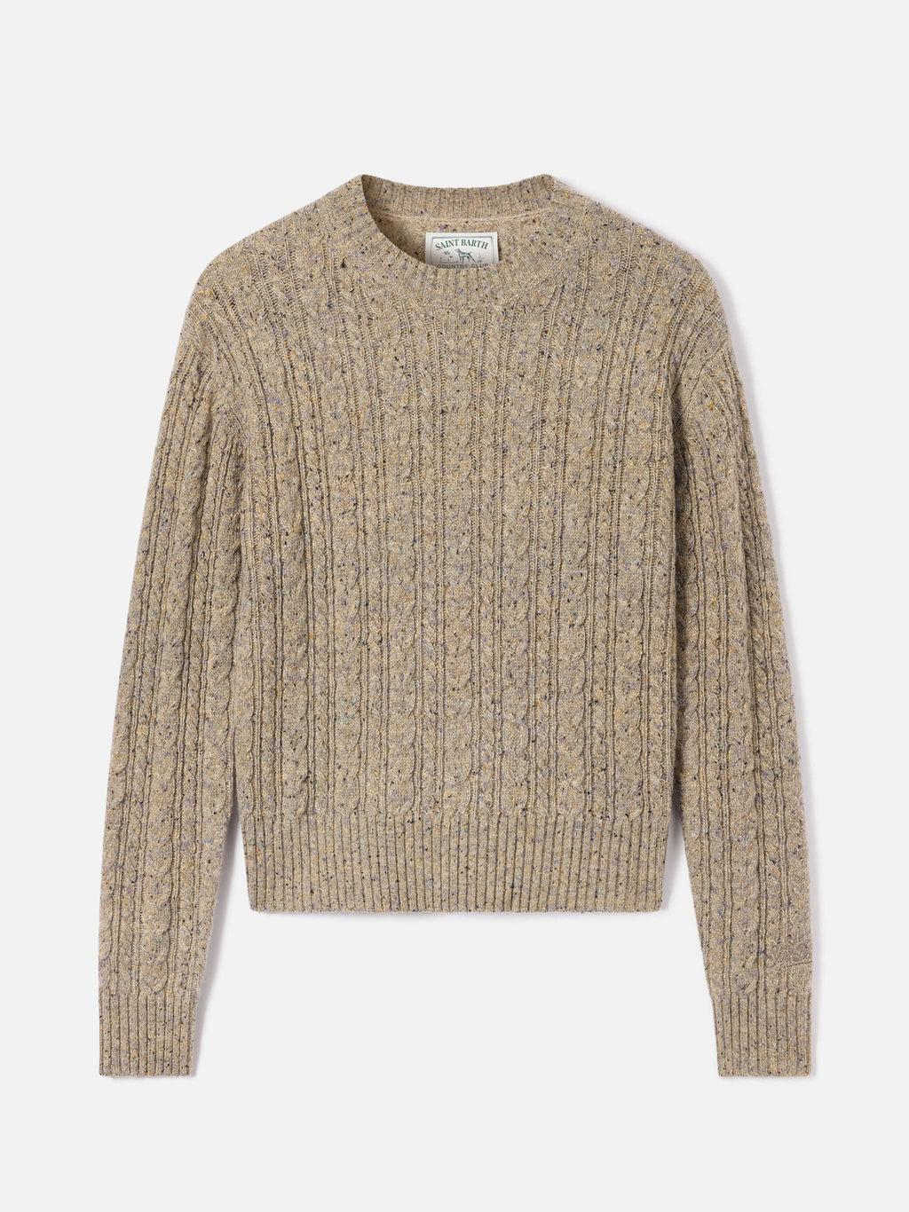 Maglia girocollo Lalia grigio talpa in misto lana Donegal
