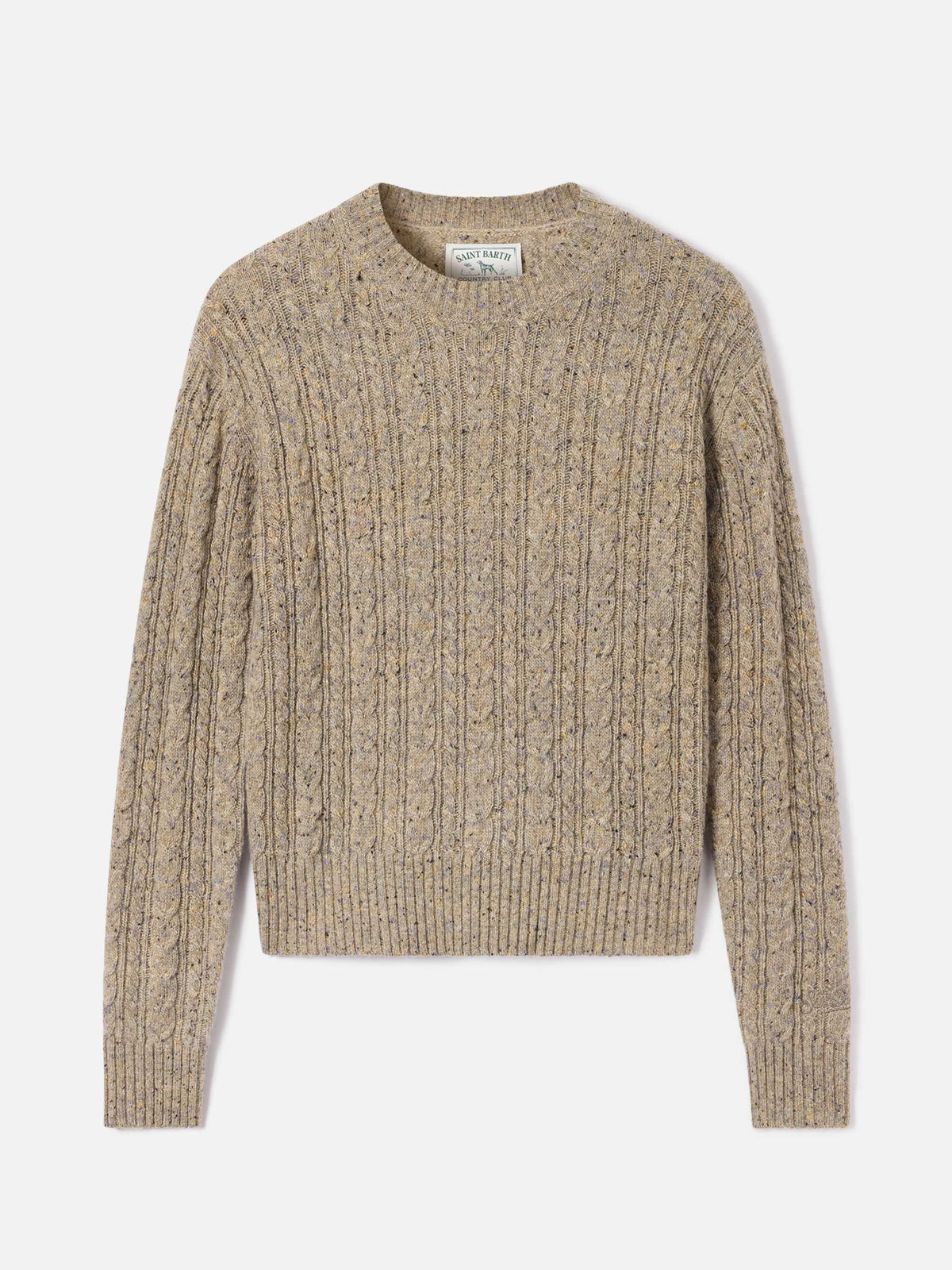 Maglia girocollo Lalia grigio talpa in misto lana Donegal
