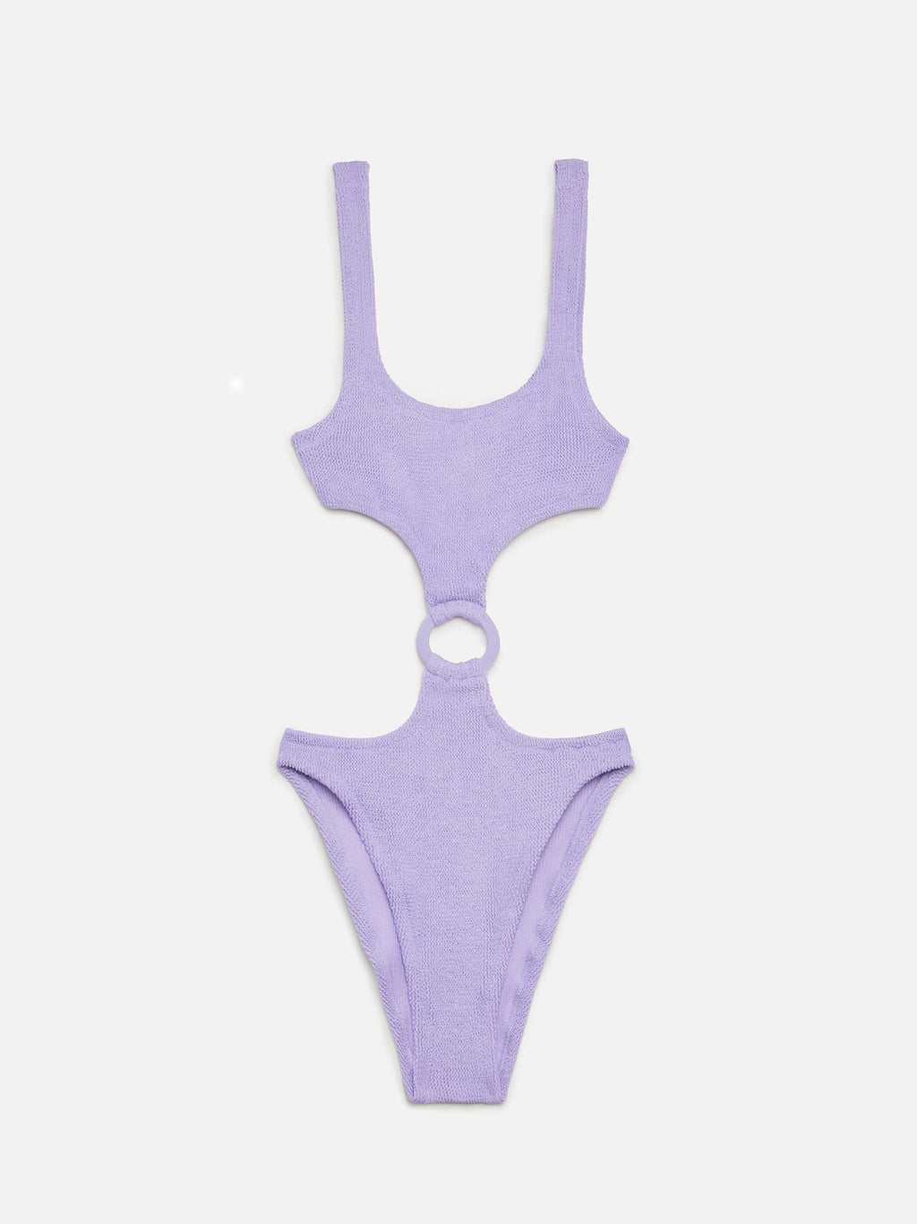 Costume intero Laurel lilla in lurex crinkle con anello