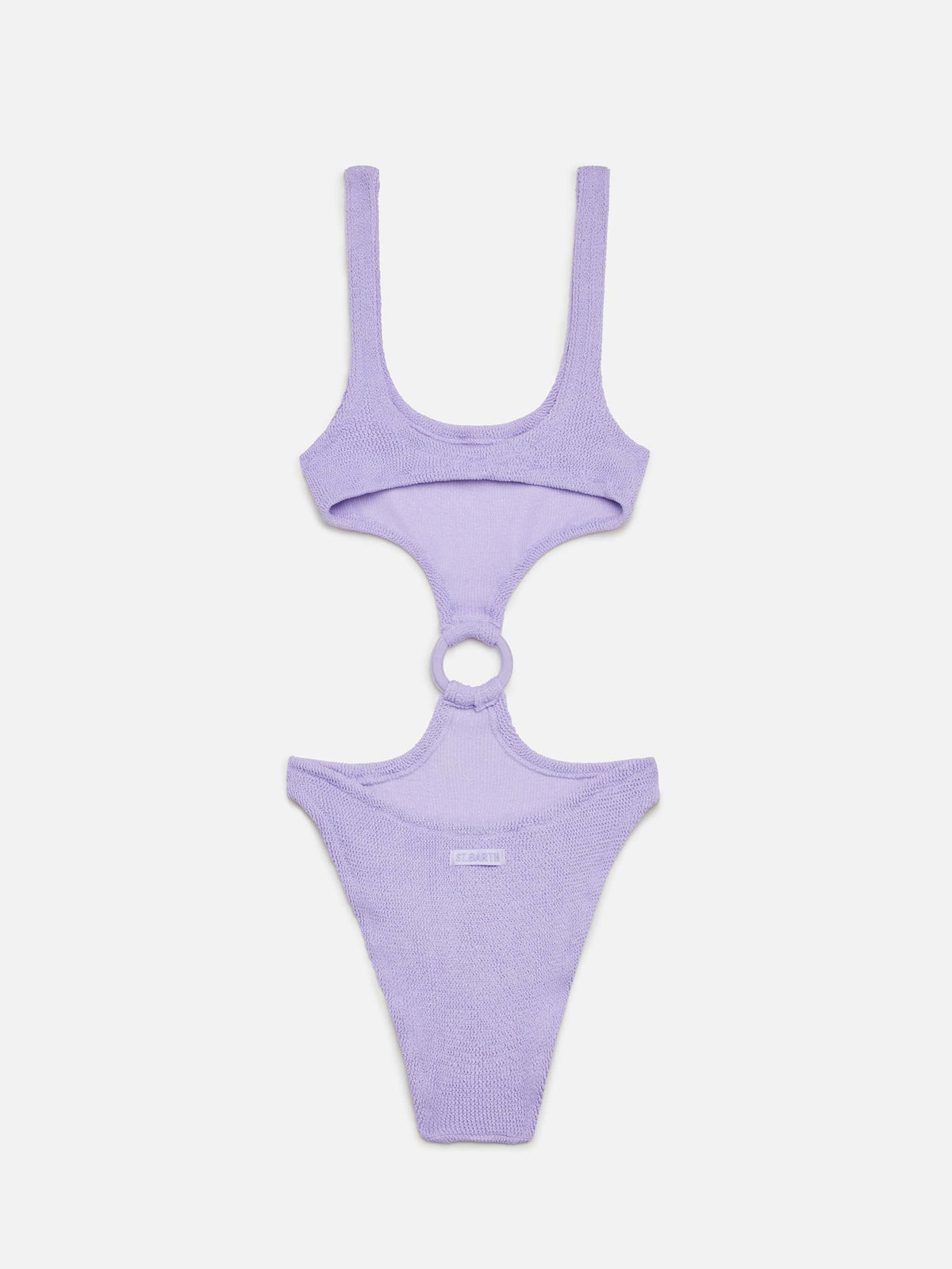 Costume intero Laurel lilla in lurex crinkle con anello