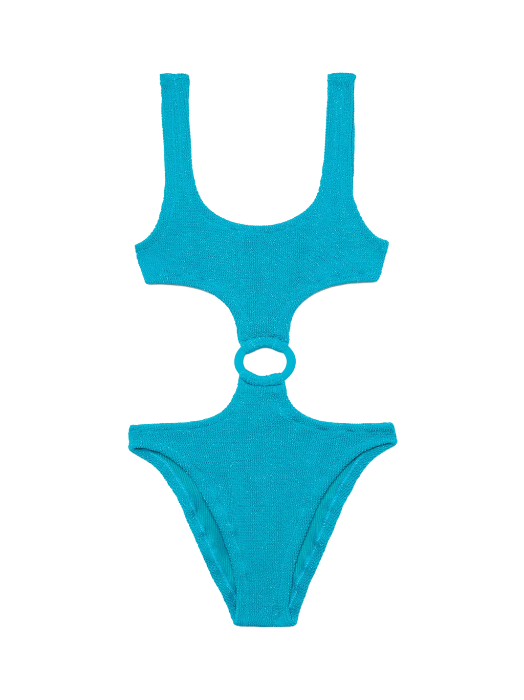 Costume intero Laurel verde petrolio in lurex crinkle con anello