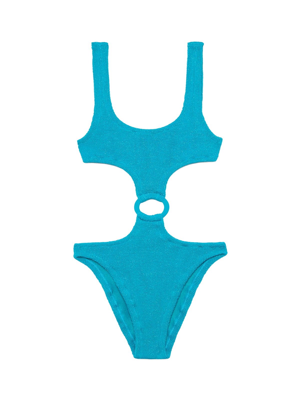 Costume intero Laurel verde petrolio in lurex crinkle con anello