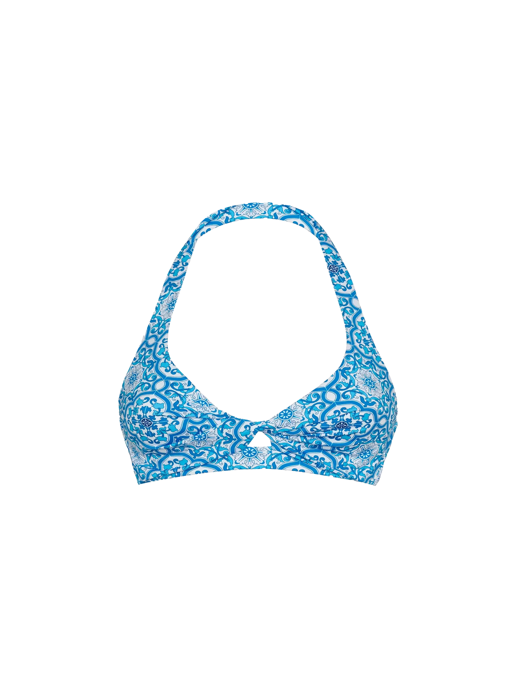 Top bikini bralette Leda con stampa maioliche siciliane