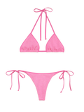 Bikini a triangolo Leah String Norah String rosa in tessuto crinkle
