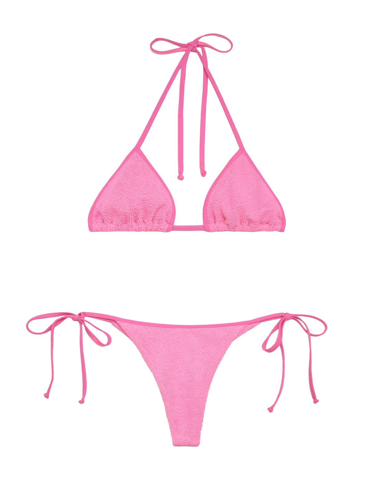 Bikini a triangolo Leah String Norah String rosa in tessuto crinkle
