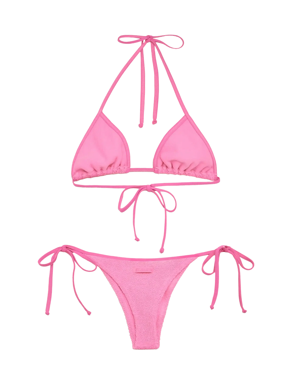 Bikini a triangolo Leah String Norah String rosa in tessuto crinkle
