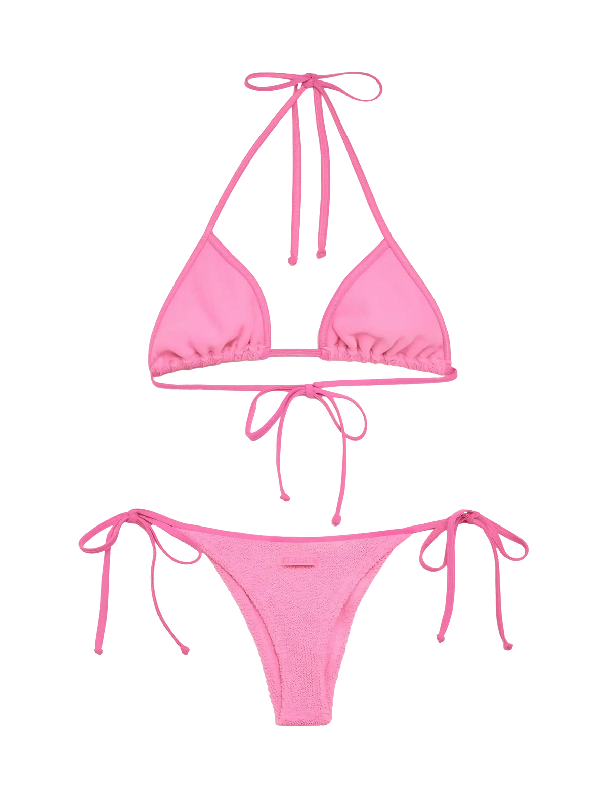 Bikini a triangolo Leah String Norah String rosa in tessuto crinkle