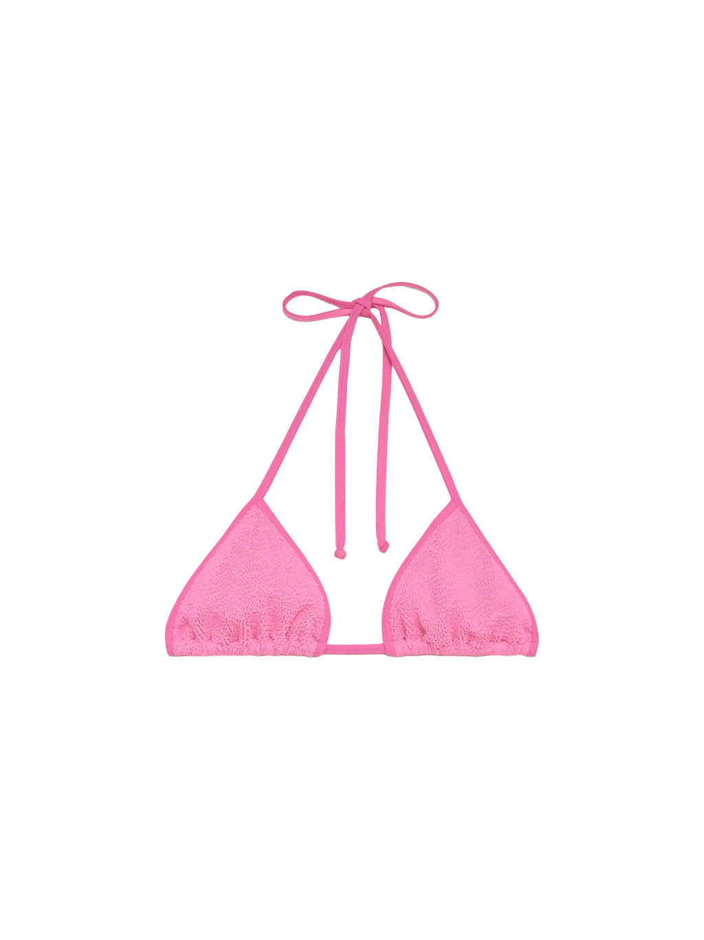 Top bikini a triangolo Leah String rosa in tessuto crinkle