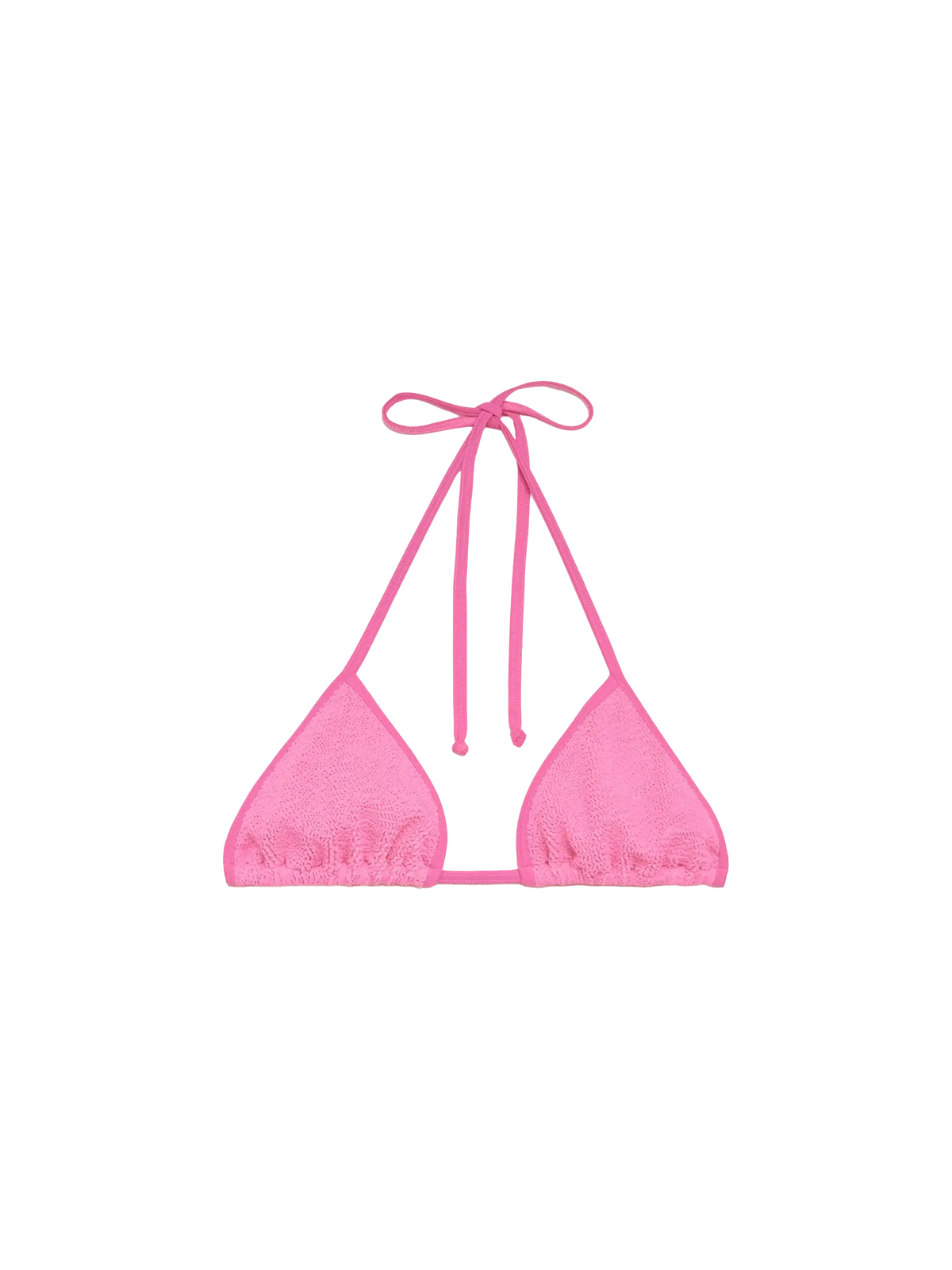 Top bikini a triangolo Leah String rosa in tessuto crinkle