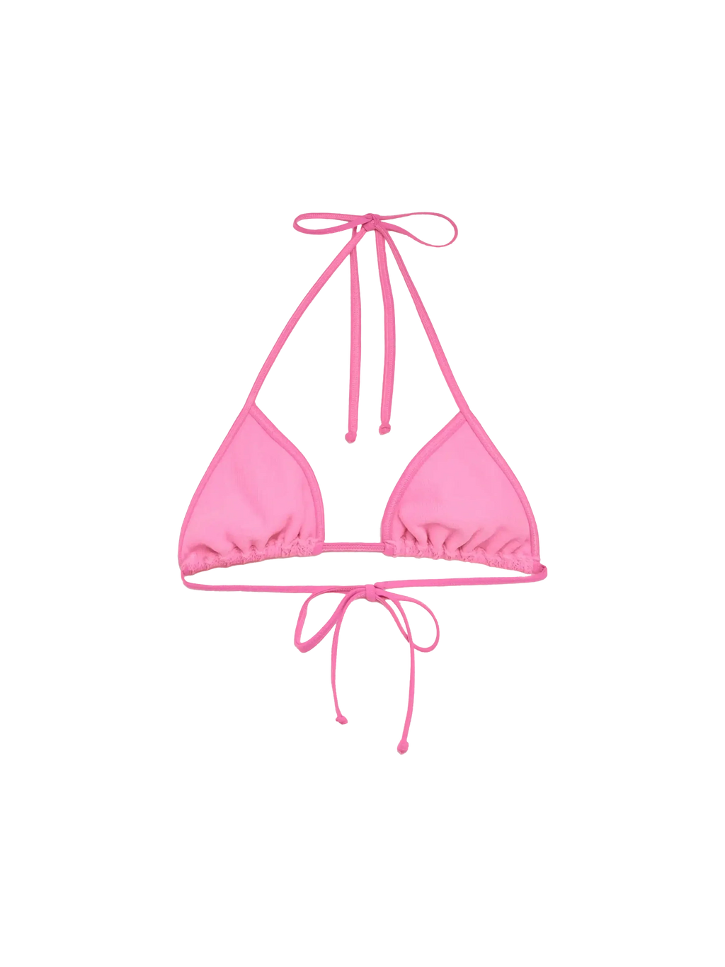 Top bikini a triangolo Leah String rosa in tessuto crinkle