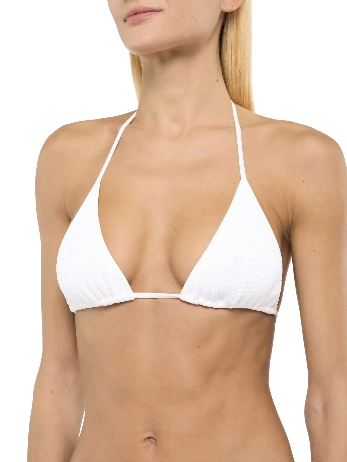Bikini a triangolo Leah String Marielle String bianco in tessuto crinkle