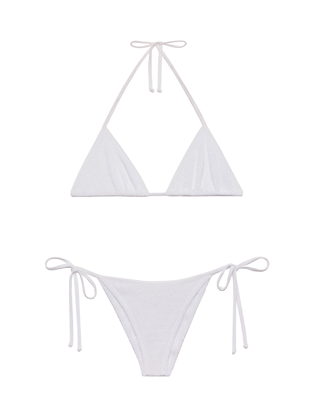 Bikini a triangolo Leah String Marielle String bianco in tessuto crinkle