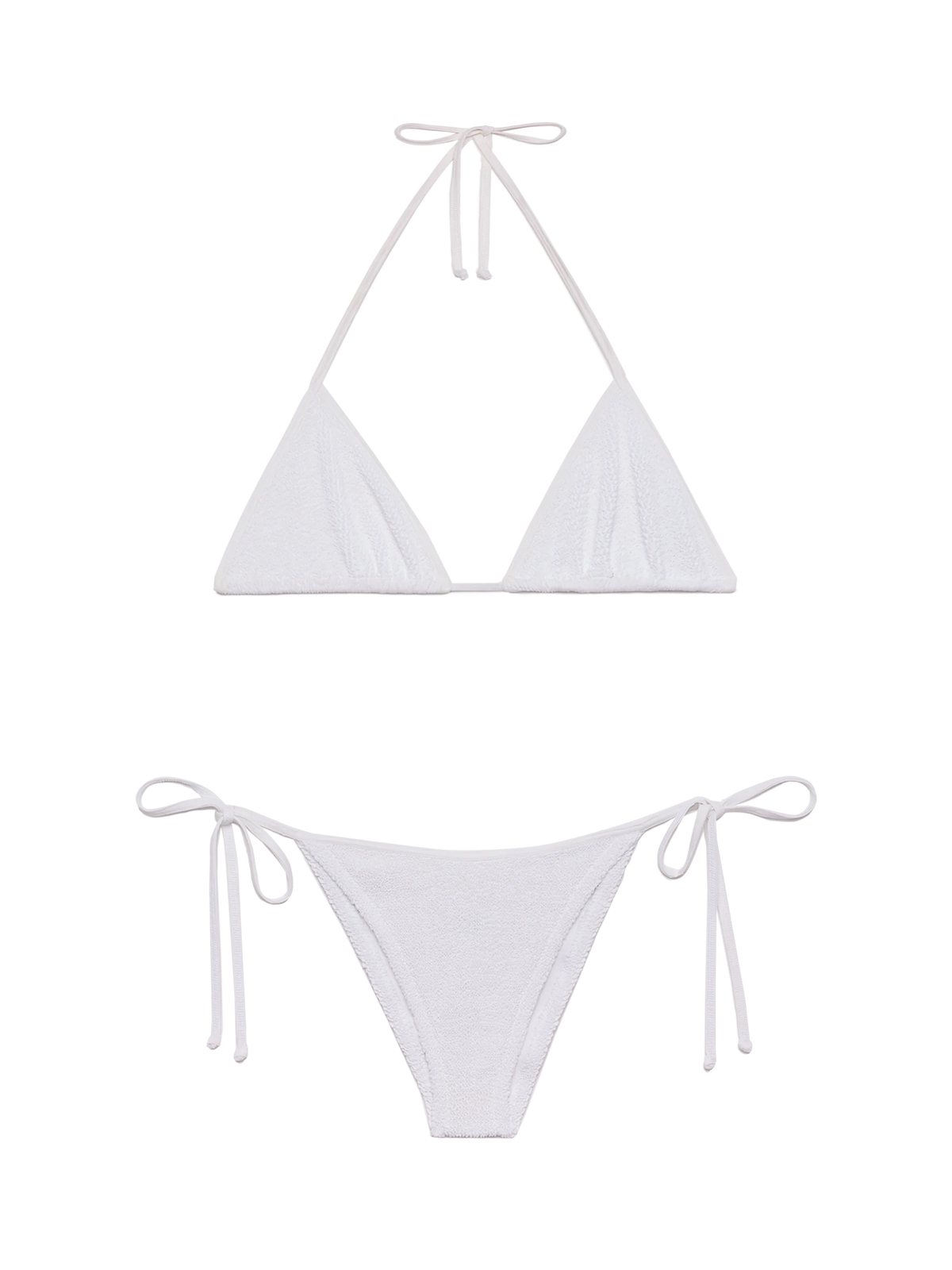 Bikini a triangolo Leah String Marielle String bianco in tessuto crinkle