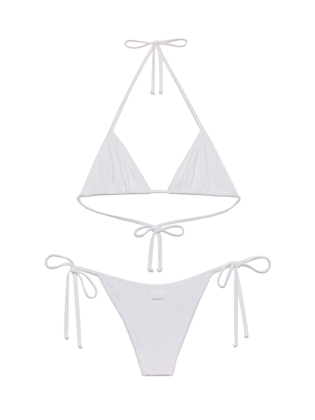 Bikini a triangolo Leah String Marielle String bianco in tessuto crinkle