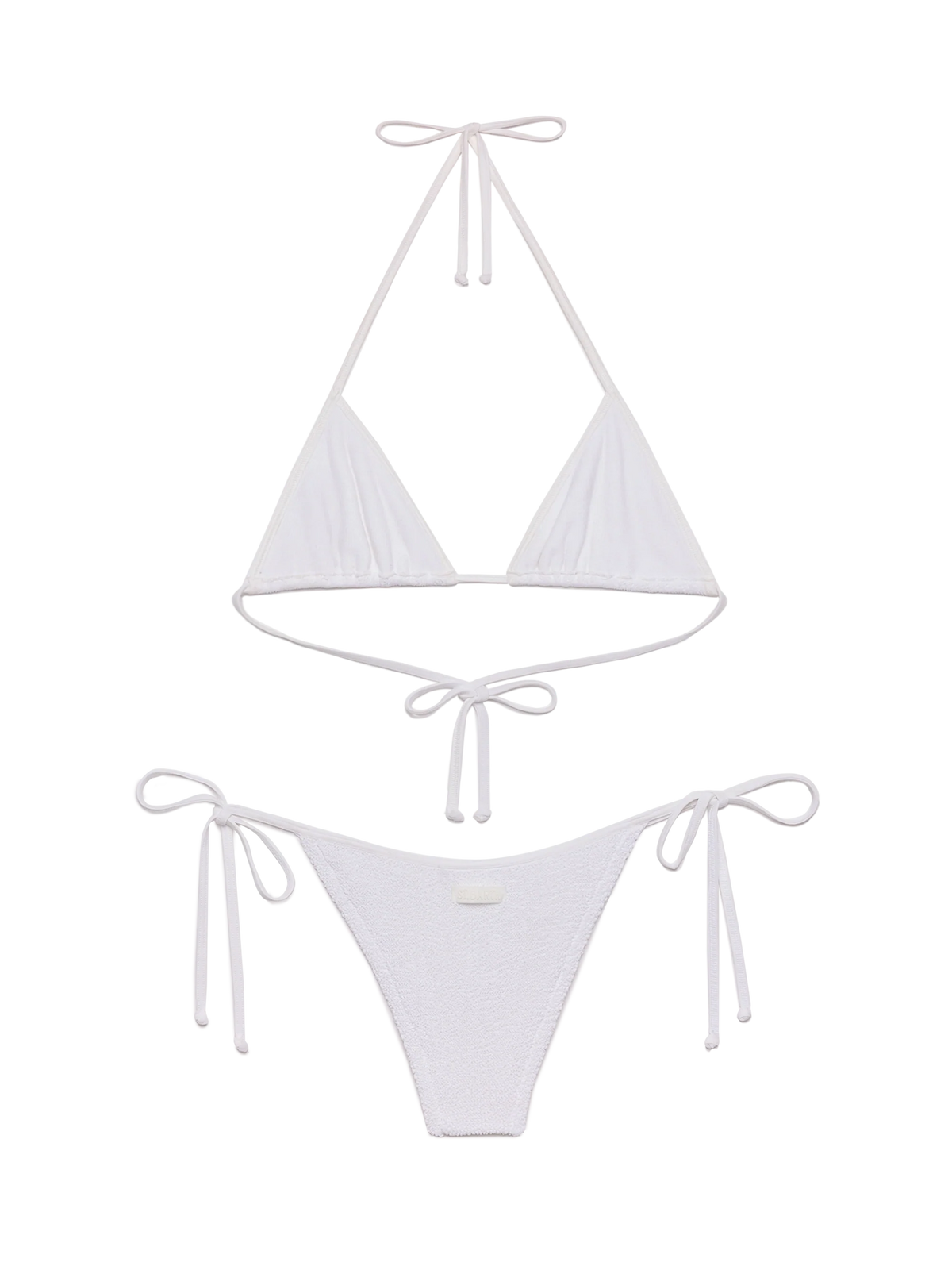 Bikini a triangolo Leah String Marielle String bianco in tessuto crinkle