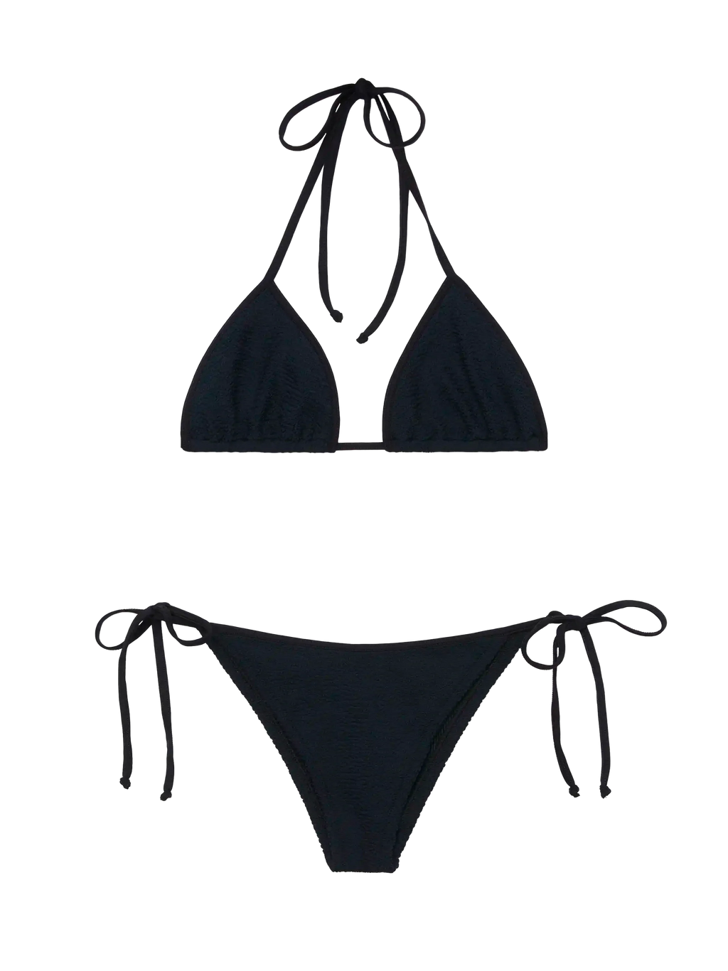 Bikini a triangolo Leah String Marielle String nero in tessuto crinkle