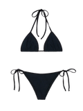 Bikini a triangolo Leah String Marielle String nero in tessuto crinkle