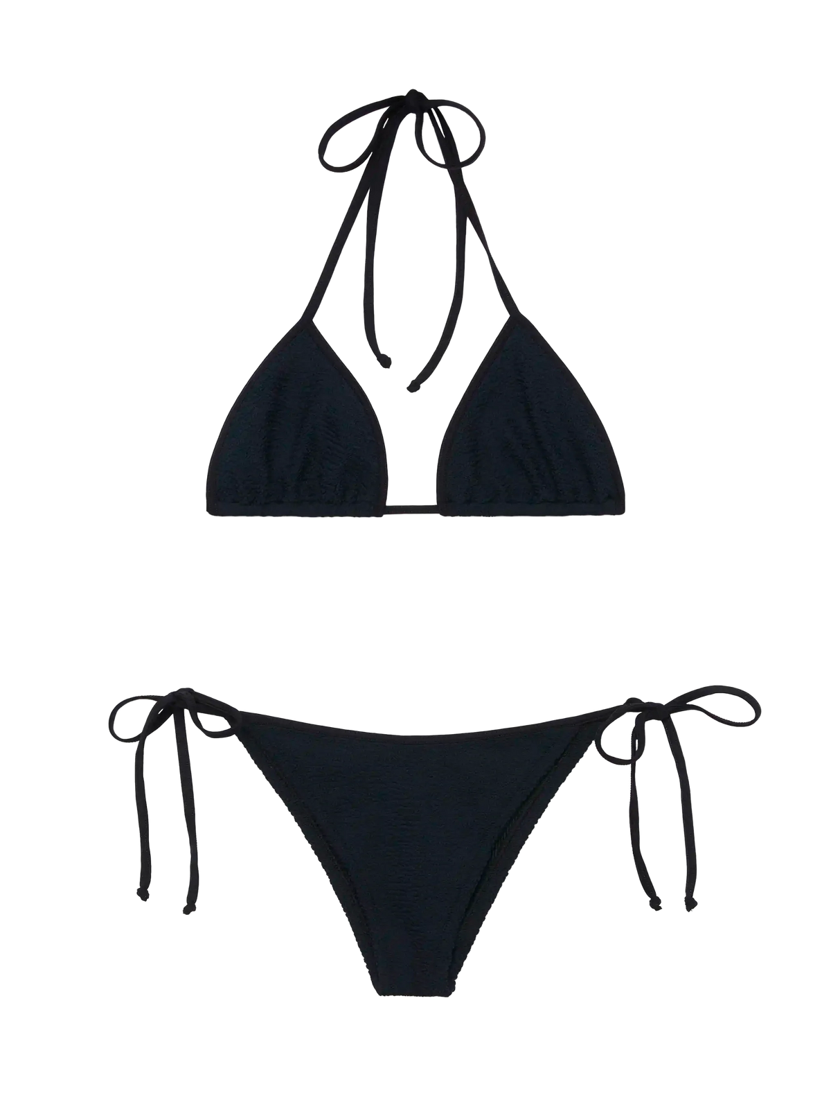 Bikini a triangolo Leah String Marielle String nero in tessuto crinkle