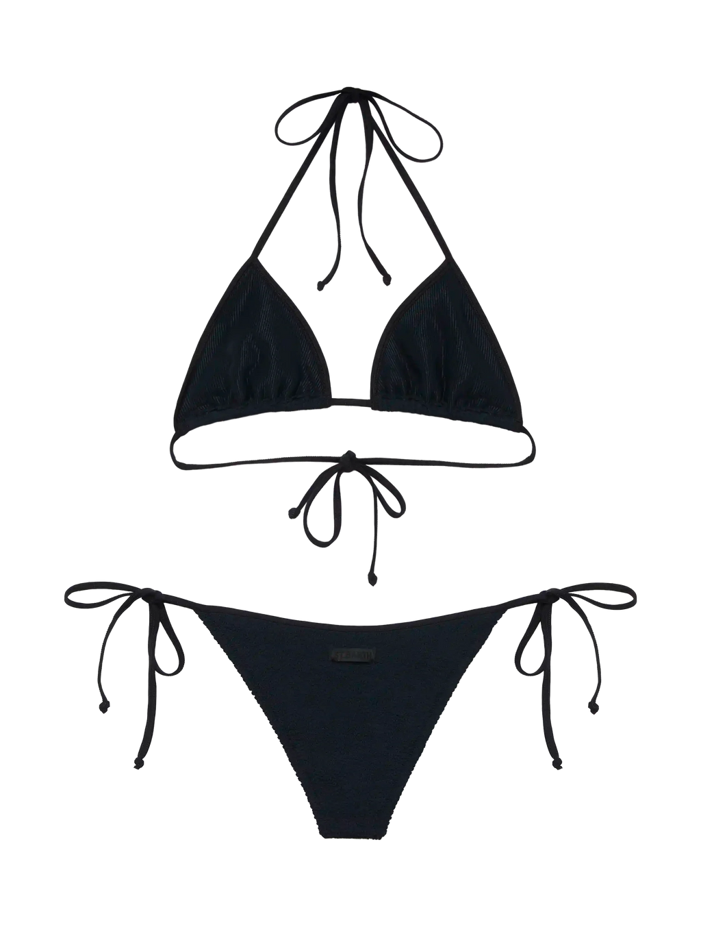 Bikini a triangolo Leah String Marielle String nero in tessuto crinkle