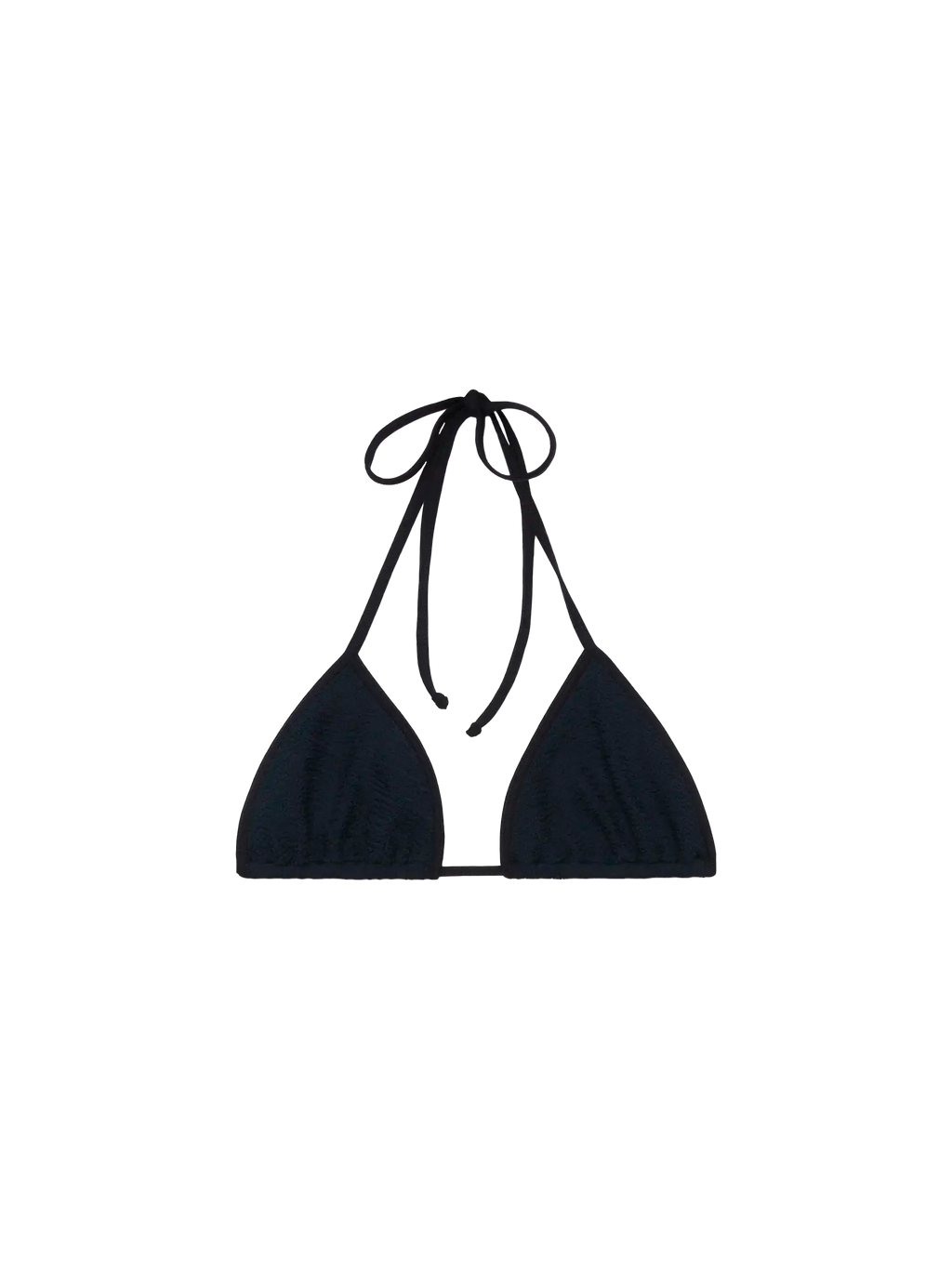Top bikini a triangolo Leah String nero in tessuto crinkle