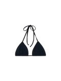 Top bikini a triangolo Leah String nero in tessuto crinkle