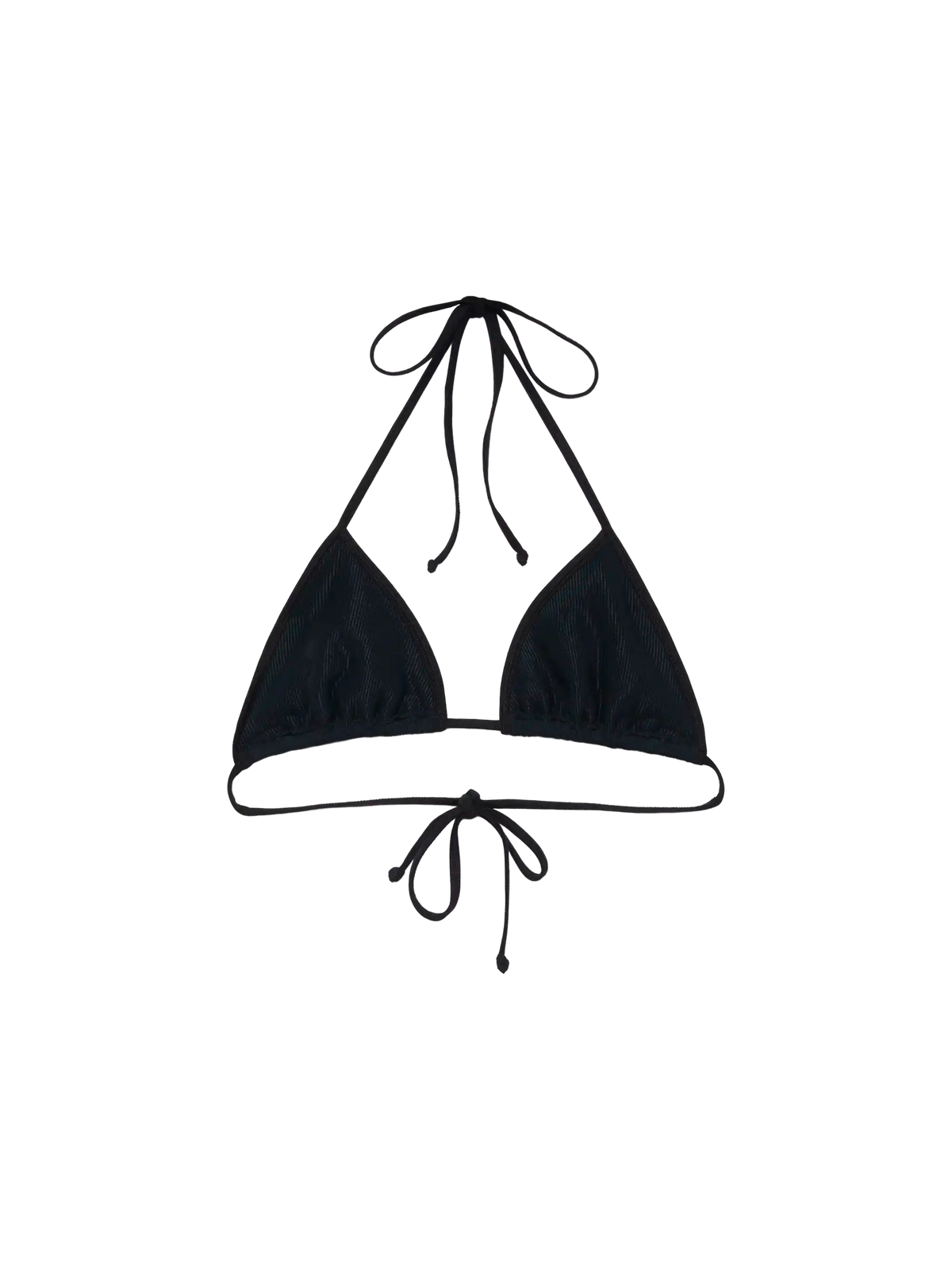 Top bikini a triangolo Leah String nero in tessuto crinkle