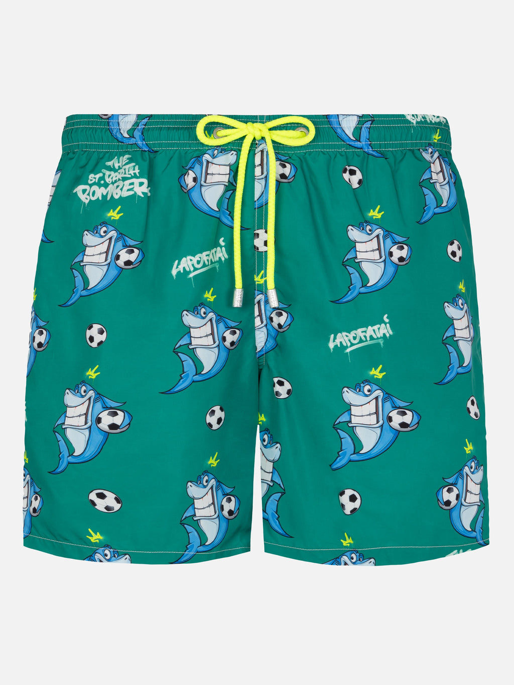 Costume mare Lighting verde scuro con stampa squali bomber | Special Edition