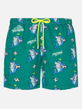 Costume mare Lighting verde scuro con stampa squali bomber | Special Edition