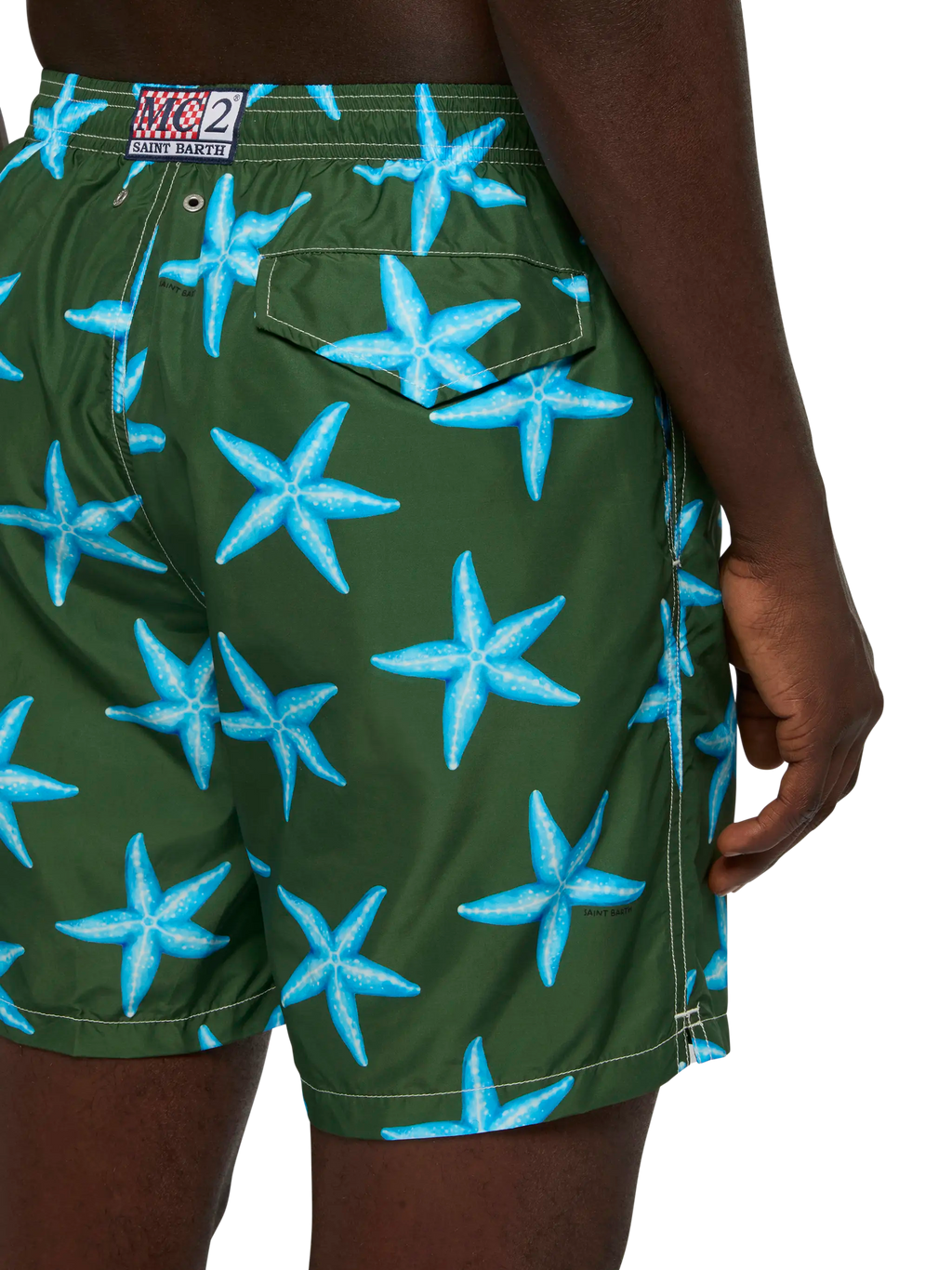 Costume mare Lighting verde militare con stampa stelle marine