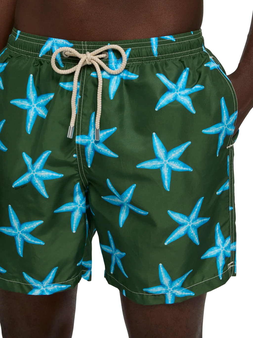 Costume mare Lighting verde militare con stampa stelle marine