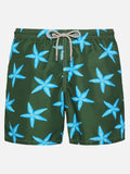 Costume mare Lighting verde militare con stampa stelle marine
