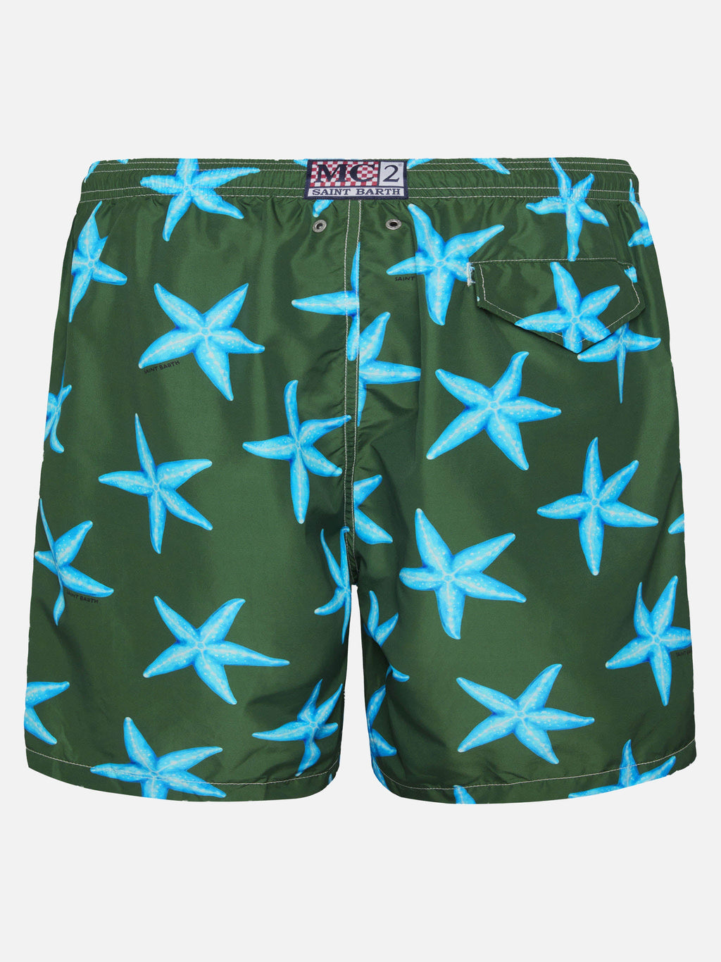 Costume mare Lighting verde militare con stampa stelle marine