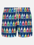 Costume mare Lighting blu navy con stampa bottiglie Bollicine